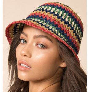 Brixton Essex Raffia Bucket Hat Small